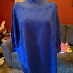 Express Women's Vibrant Blue Scoop Neck Sweater